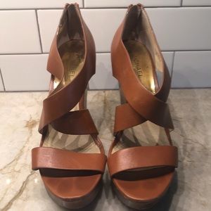 Michael Kors Brown Leather Wedges